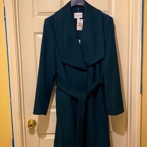 Wool-blend, Petroleum, Belted Wrap Cole Haan Signature Coat